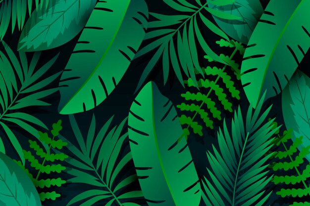 Fondo de hojas tropicales en gradiente