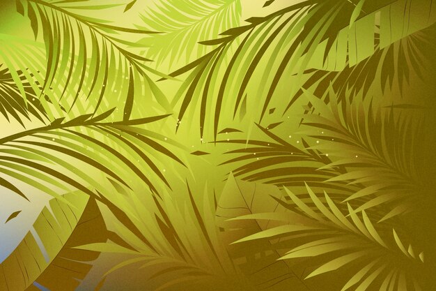 Fondo de hojas tropicales en gradiente