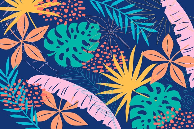 Fondo de hojas tropicales multicolores
