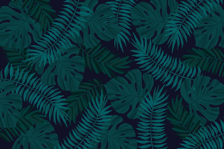 Vector gratuito fondo de hojas tropicales oscuras realistas
