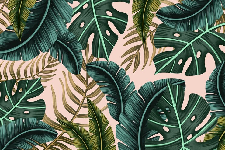 Vector gratuito fondo de hojas tropicales pintadas a mano