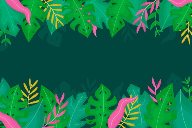 Fondo de hojas tropicales planas