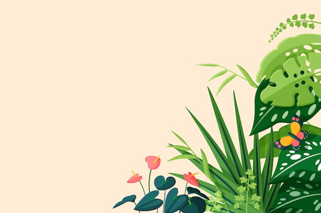 Vector gratuito fondo de hojas tropicales planas