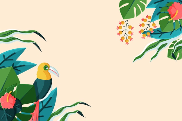 Vector gratuito fondo de hojas tropicales planas