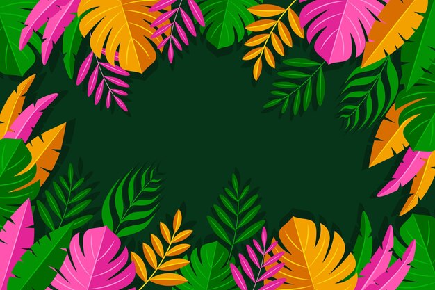 Fondo de hojas tropicales planas
