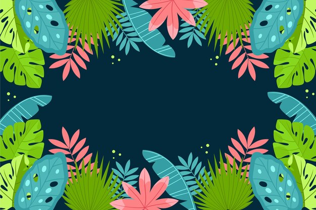 Fondo de hojas tropicales planas