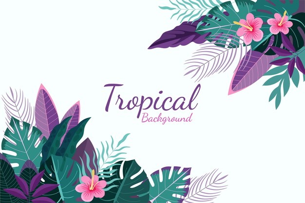 Fondo de hojas tropicales planas