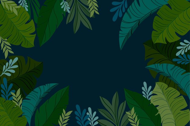 Fondo de hojas tropicales planas