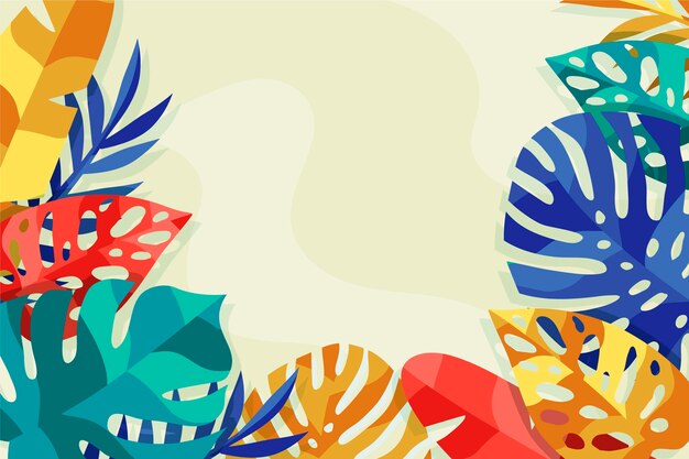 Fondo de hojas tropicales planas