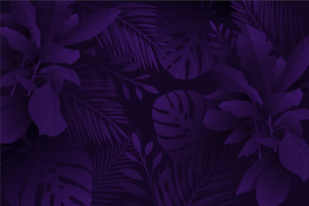 Fondo de hojas tropicales tropicales realistas violeta monocromo