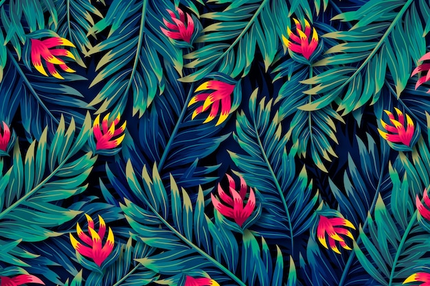 Vector gratuito fondo de hojas tropicales