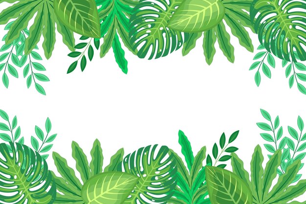 Fondo de hojas verdes exóticas de diseño plano