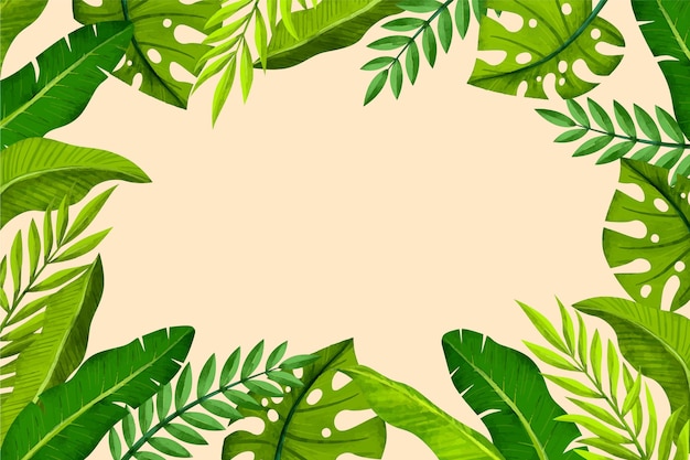 Vector gratuito fondo de hojas verdes tropicales