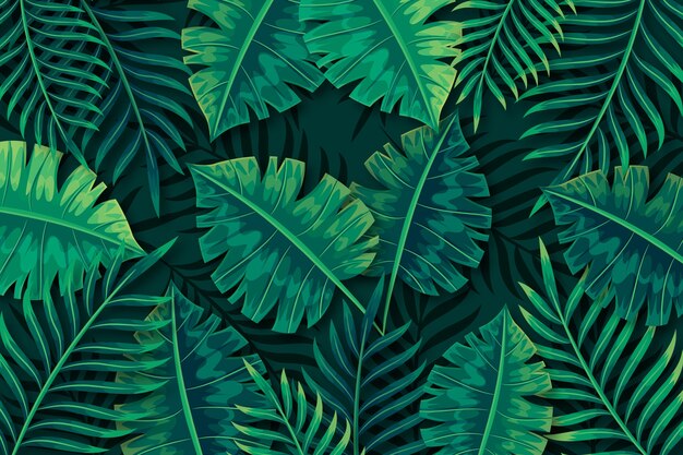 Fondo de hojas verdes tropicales