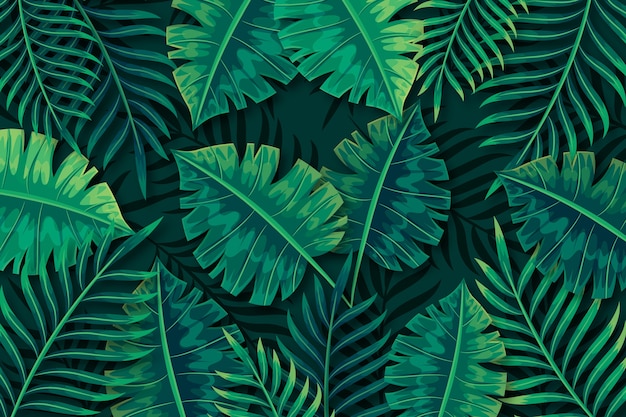 Fondo de hojas verdes tropicales