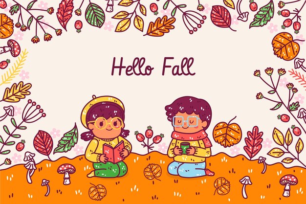 Fondo de hola otoño dibujado a mano para la celebración de otoño