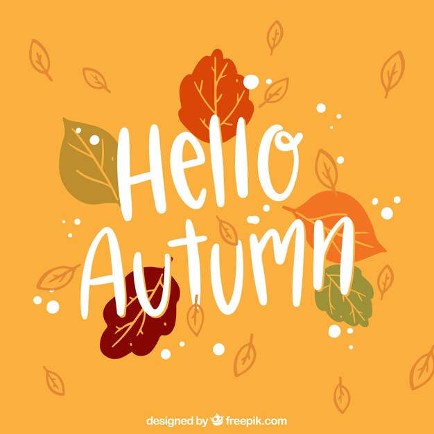 Fondo de hola otoño con lettering