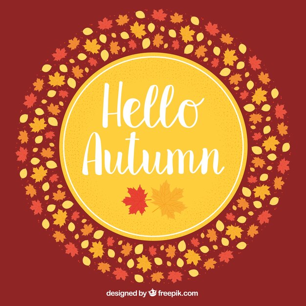 Fondo de hola otoño con marco de hojas