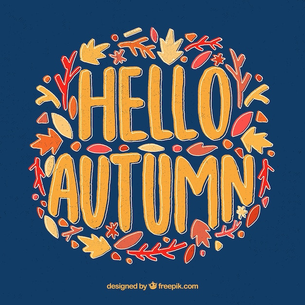 Vector gratuito fondo de hola otoño con tipografía