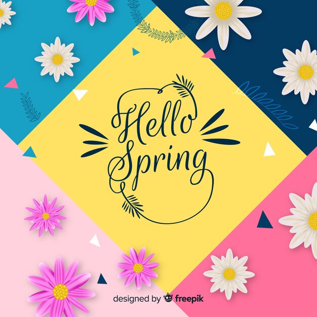 Fondo hola primavera geométrico