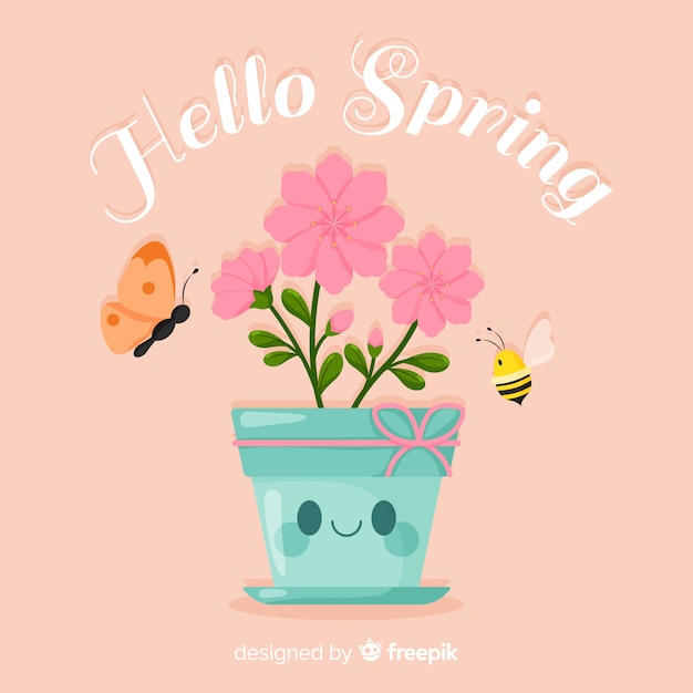 Vector gratuito fondo hola primavera