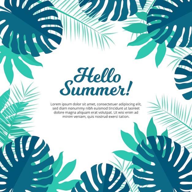 Vector gratuito fondo de hola verano con diseño de palmera