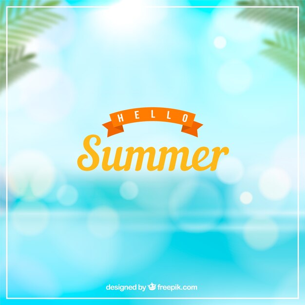 Fondo de hola verano con mar desenfocado