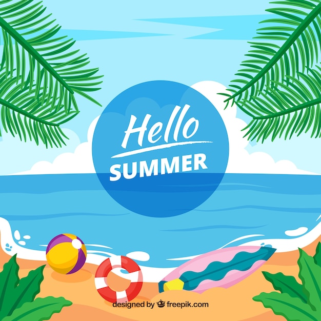 Fondo de hola verano con vista de playa