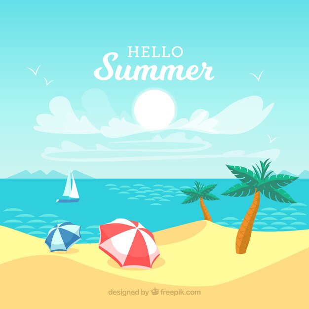 Fondo de hola verano con vista de playa