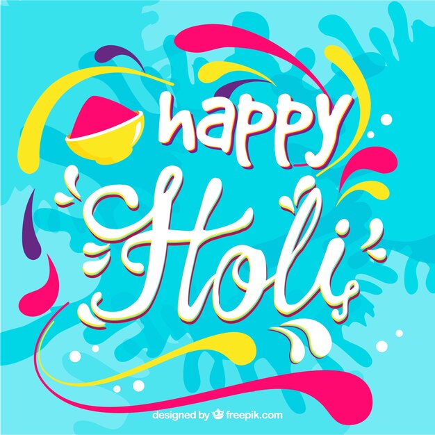 Fondo para el holi festival con diseño de lettering