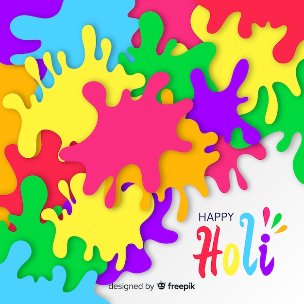 Vector gratuito fondo de holi festival en diseño plano