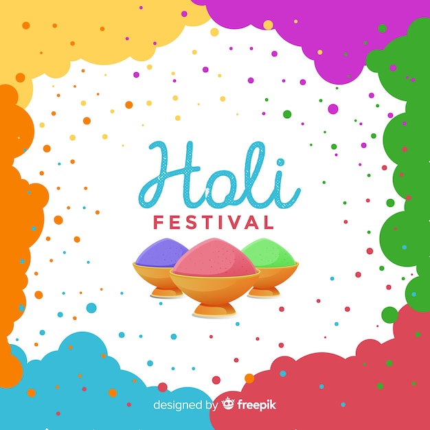 Vector gratuito fondo de holi festival en diseño plano