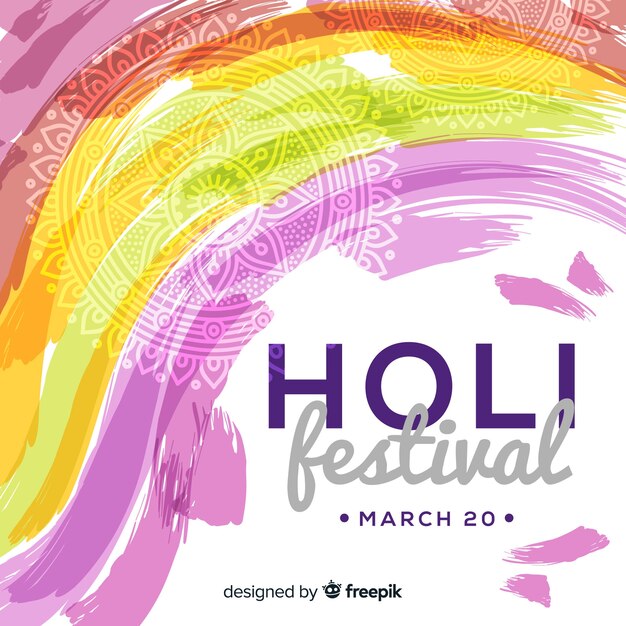 Fondo de holi festival en diseño plano