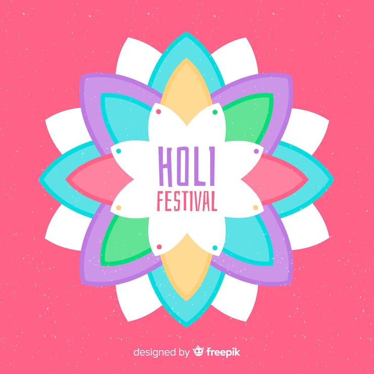 Vector gratuito fondo de holi festival en diseño plano