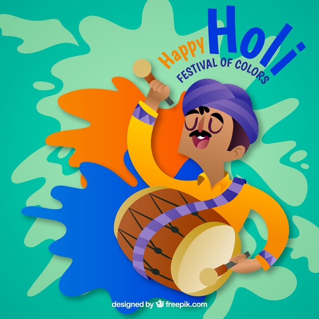 Fondo para el holi festival con hombre