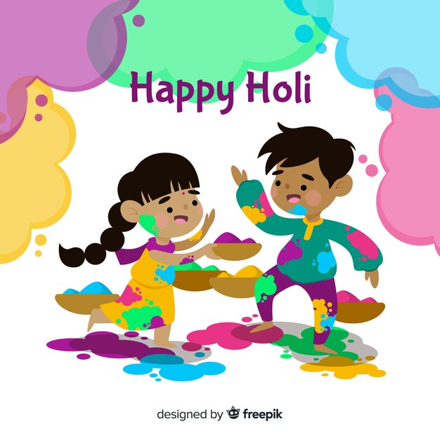 Fondo holi niños jugando