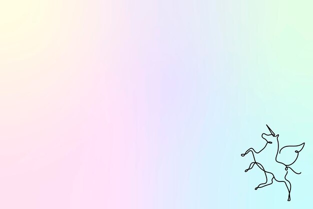 Fondo holográfico estético, vector de diseño de unicornio de arte lineal