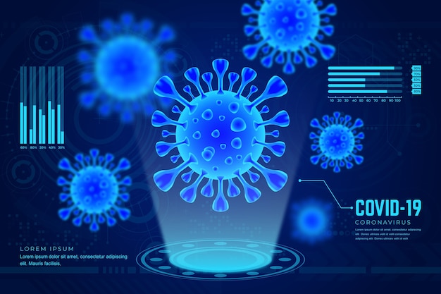 Fondo de holograma de coronavirus realista