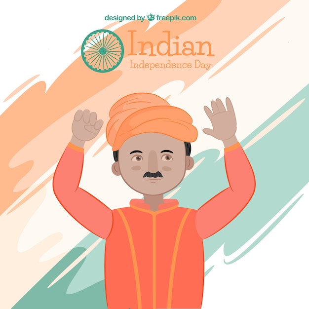 Fondo de hombre celebrando la independencia de india 