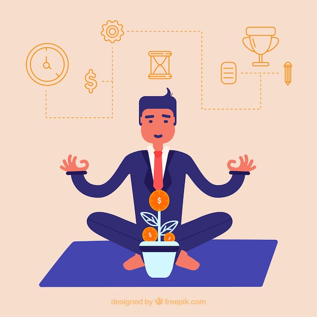 Vector gratuito fondo con hombre de negocios meditando