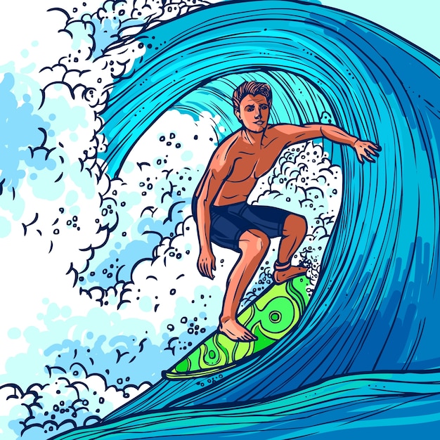 Fondo de hombre surfista