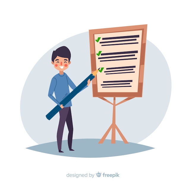 Fondo hombre trabajando en lista de comprobación