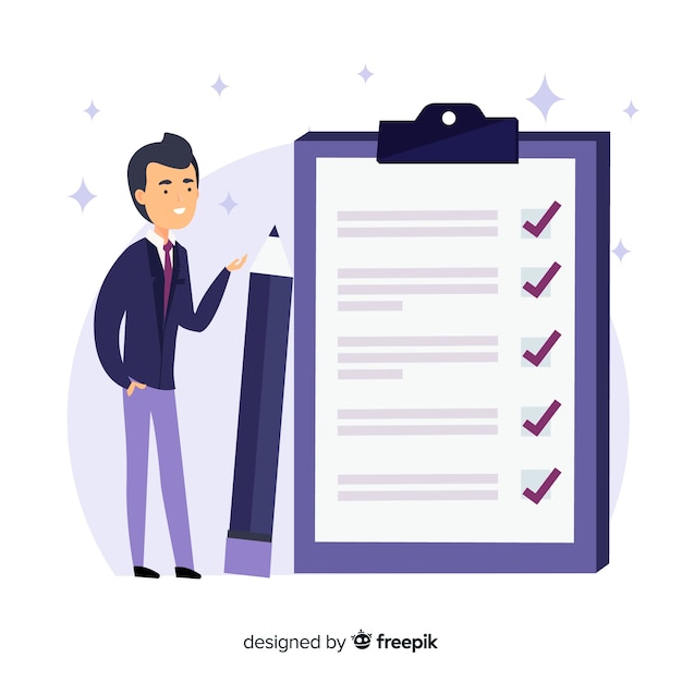 Fondo hombre trabajando en lista de comprobación