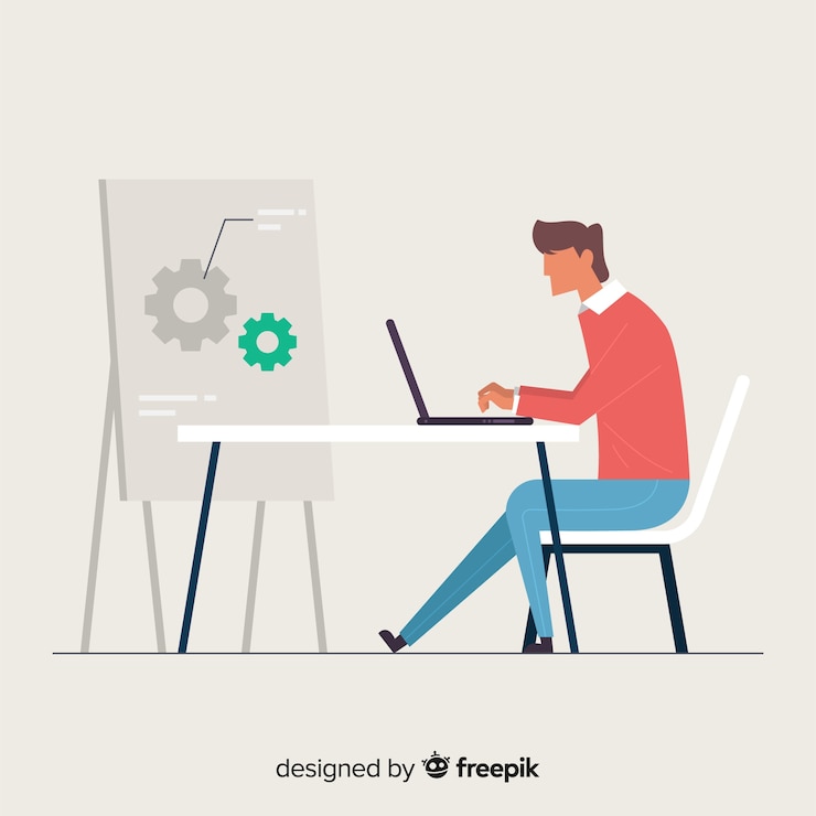 Vector gratuito fondo hombre trabajando en la oficina