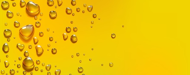 Fondo horizontal amarillo con gotas de agua