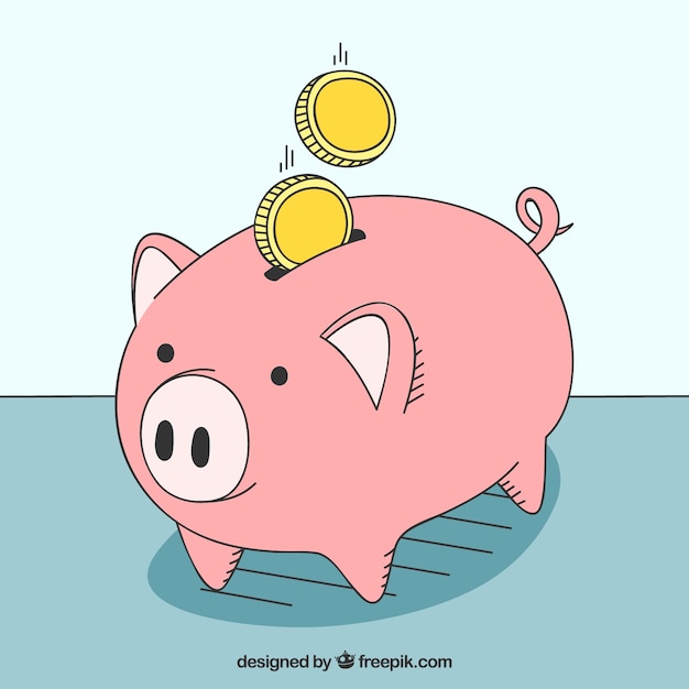 Fondo de hucha de cerdito dibujada a mano 