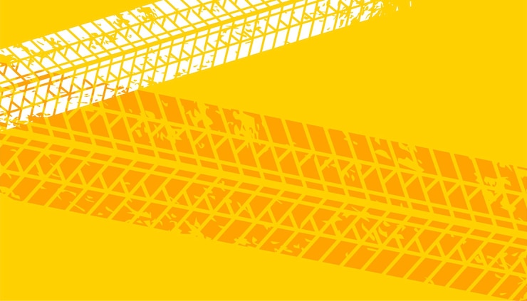 Vector gratuito fondo de huella de huellas de neumático amarillo