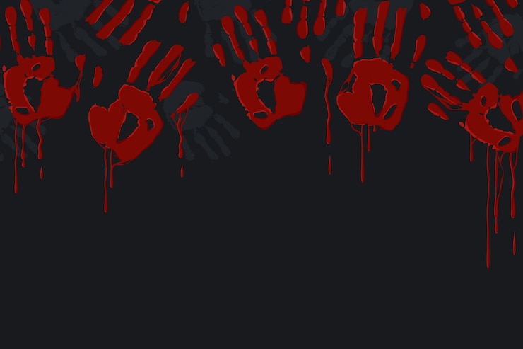 Vector gratuito el fondo de la huella de mano ensangrentada