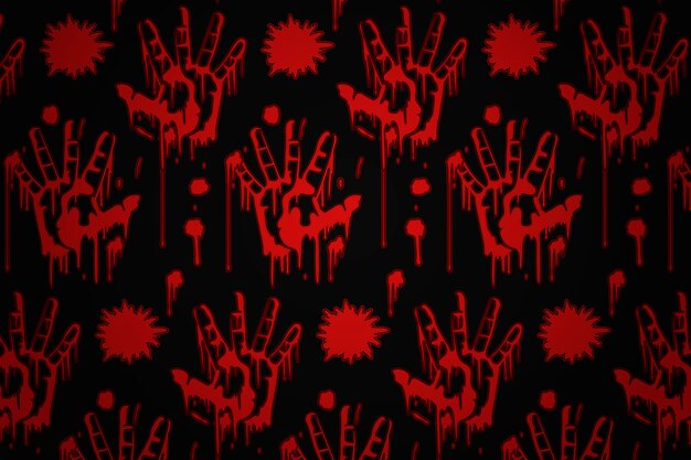 Fondo de huella de mano de sangre dibujado a mano