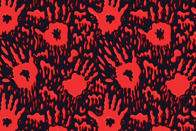 Fondo de huella de mano de sangre dibujado a mano